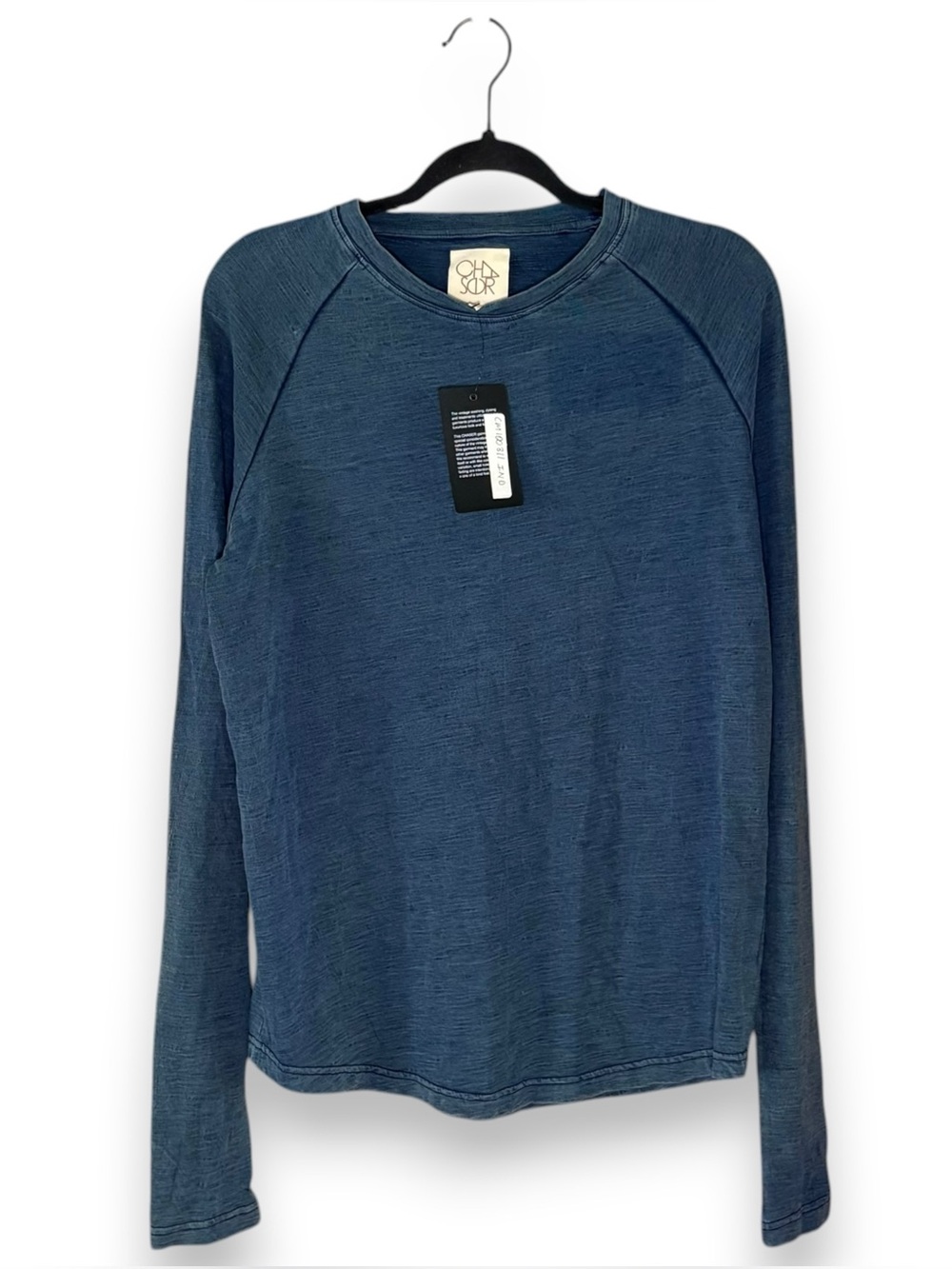 Chaser Men's Indigo Blue Long Sleeve Baseball Tee NWT Size Large Classic Casual